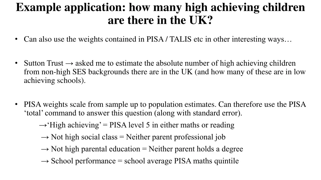 example application how many high achieving