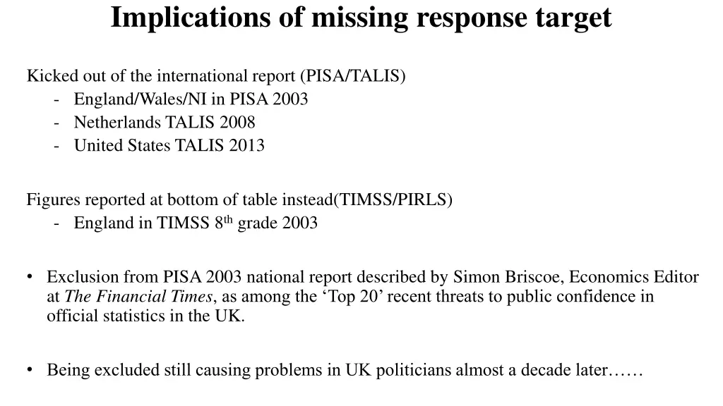 implications of missing response target