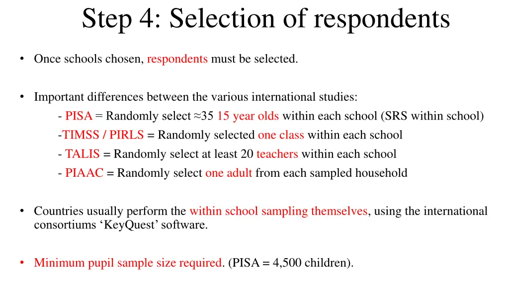 step 4 selection of respondents