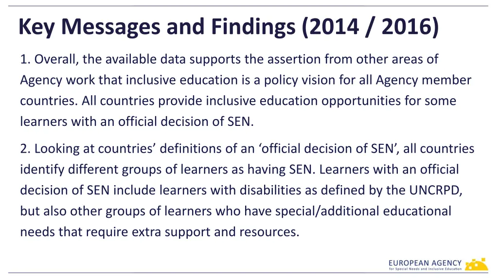 key messages and findings 2014 2016