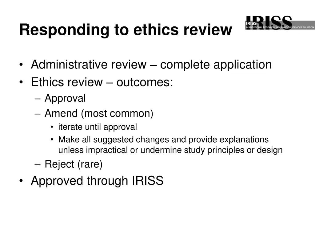 responding to ethics review