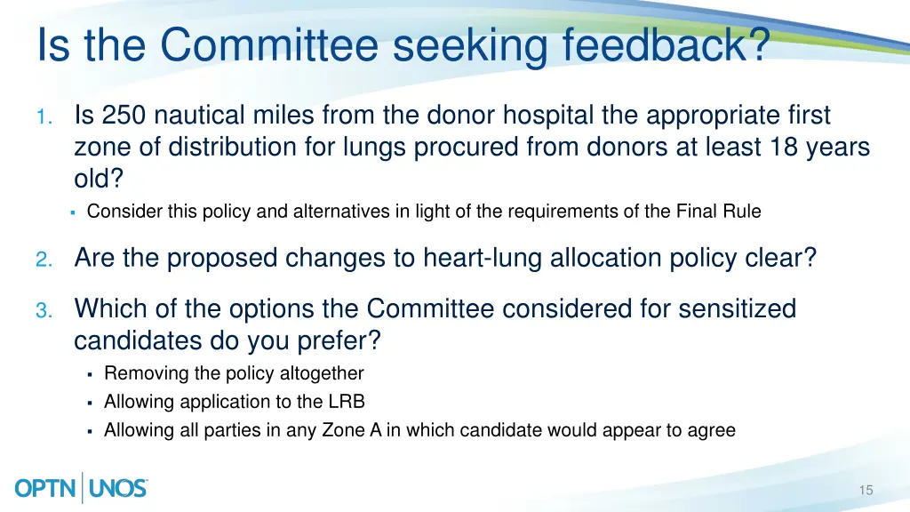 is the committee seeking feedback