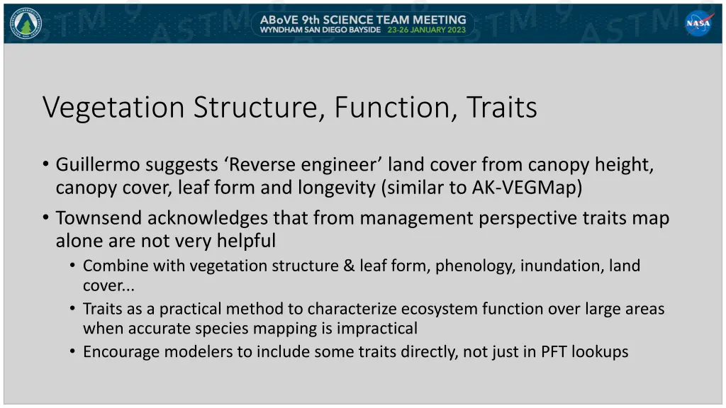 vegetation structure function traits