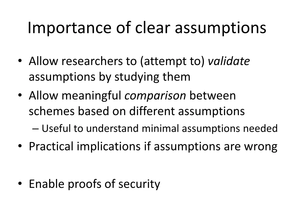 importance of clear assumptions