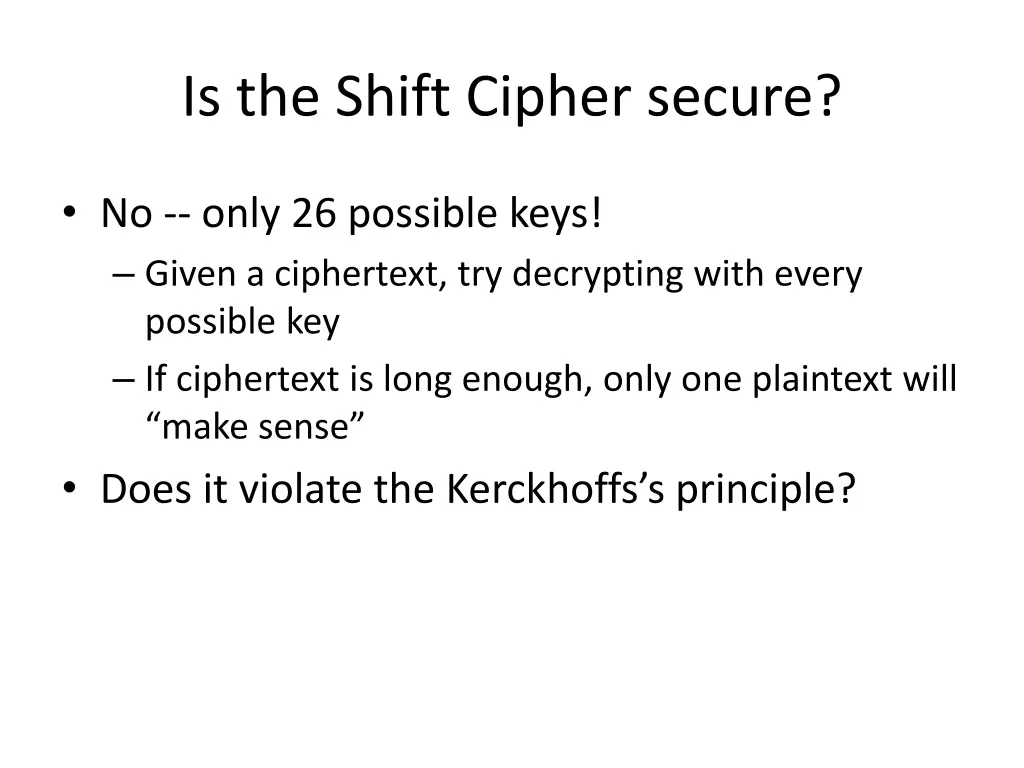 is the shift cipher secure