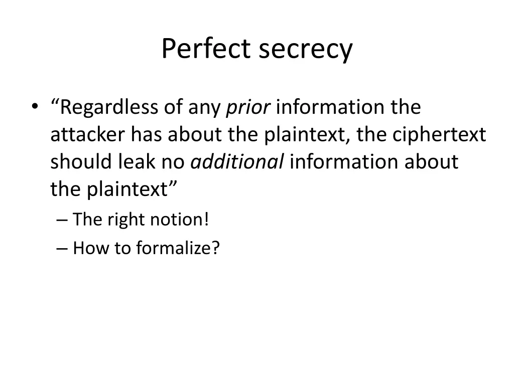 perfect secrecy 1