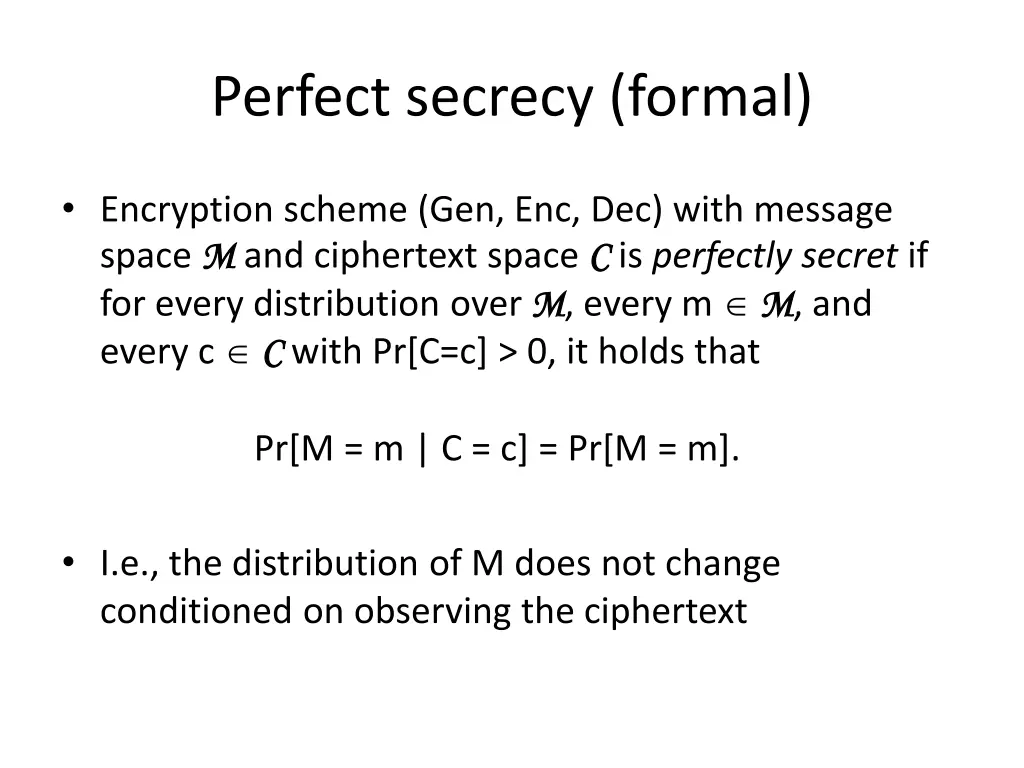 perfect secrecy formal