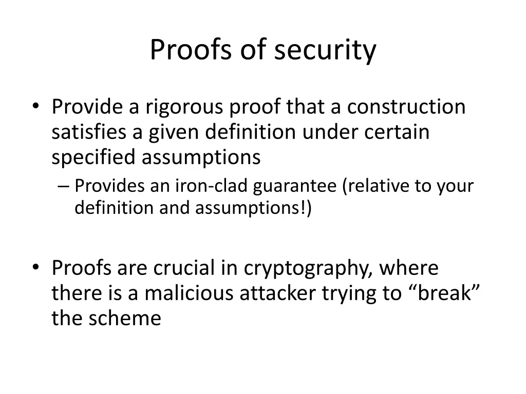 proofs of security