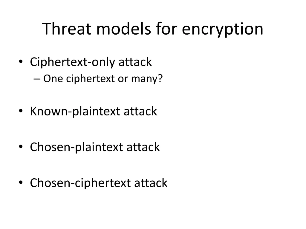 threat models for encryption