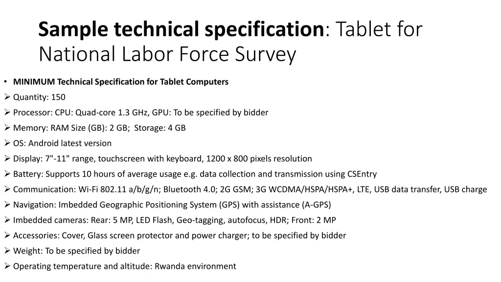 sample technical specification tablet