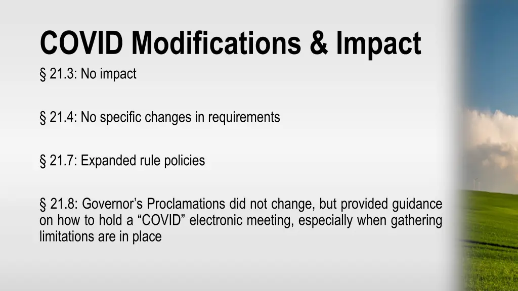 covid modifications impact