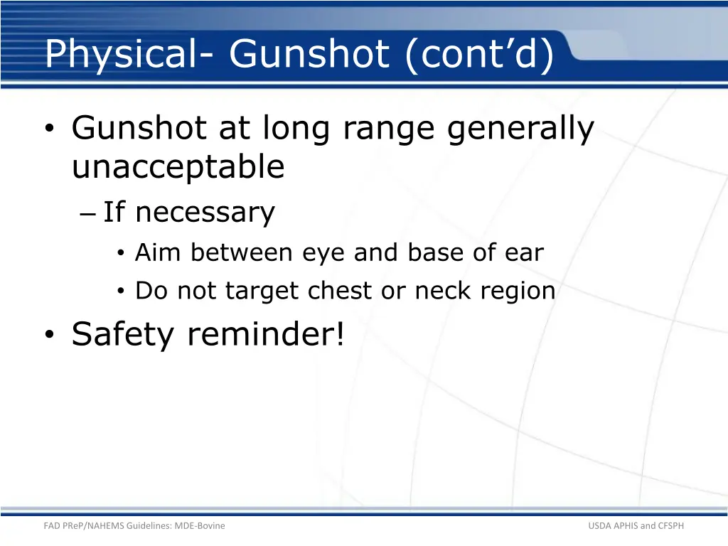 physical gunshot cont d