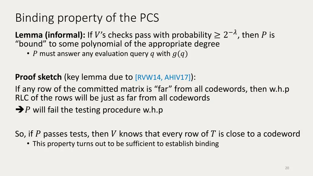 binding property of the pcs lemma informal