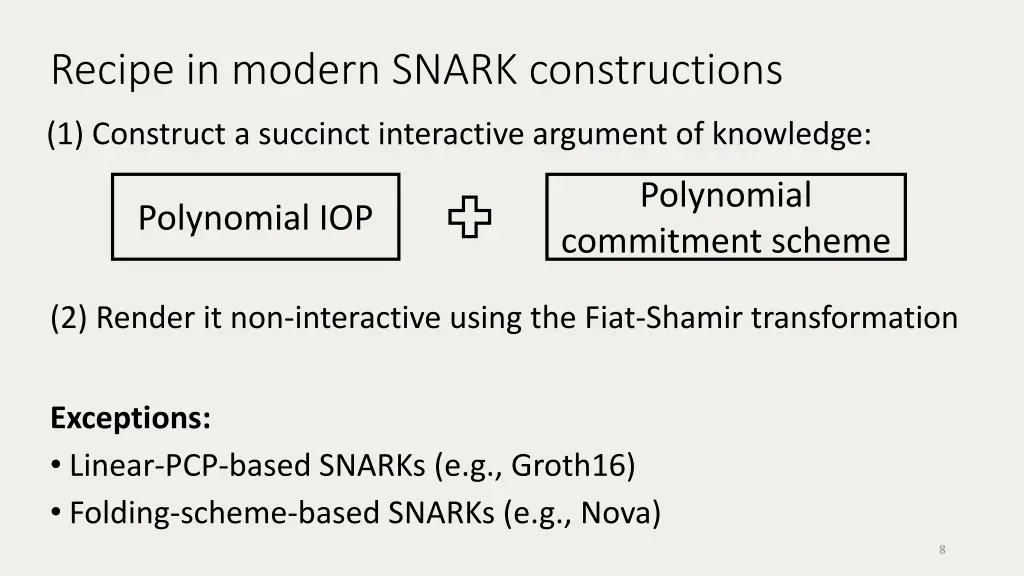 recipe in modern snark constructions