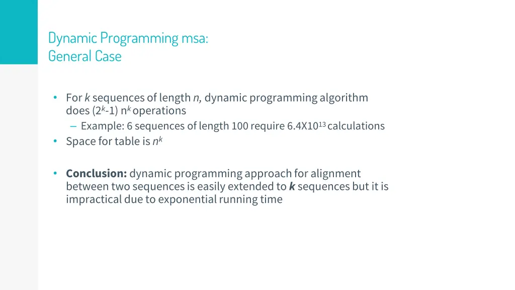 dynamic programming msa general case