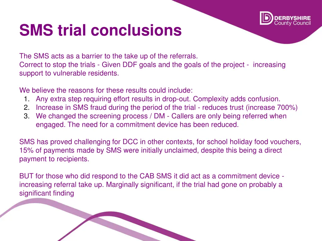 sms trial conclusions