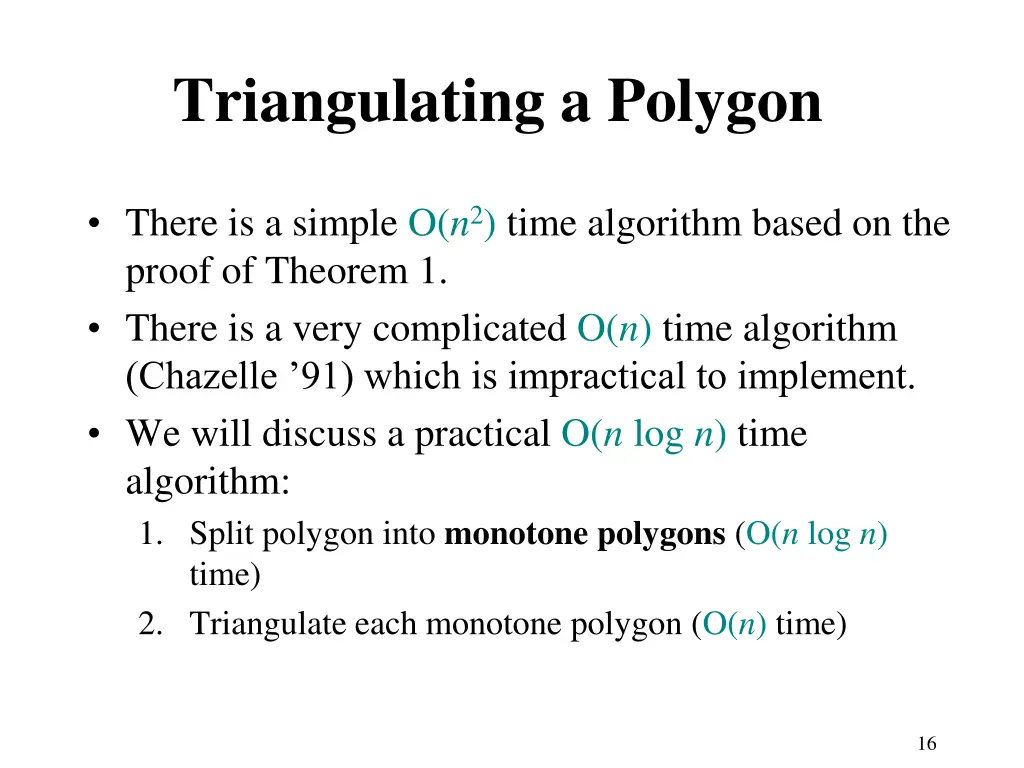 triangulating a polygon