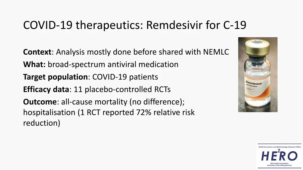 covid 19 therapeutics remdesivir for c 19