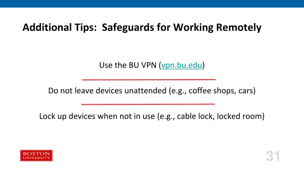 additional tips safeguards for working remotely