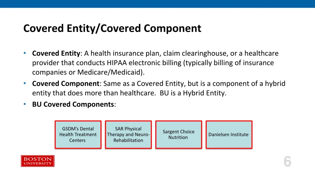 covered entity covered component