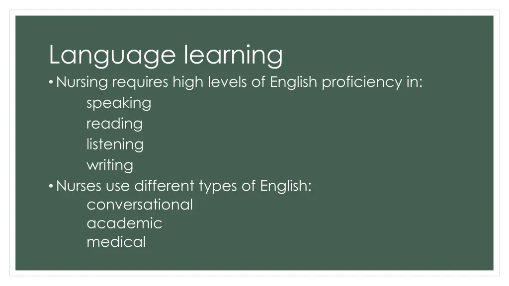 language learning nursing requires high levels