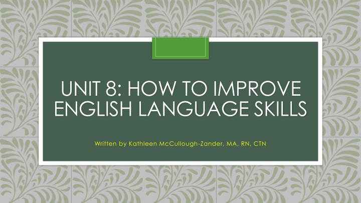 unit 8 how to improve english language skills