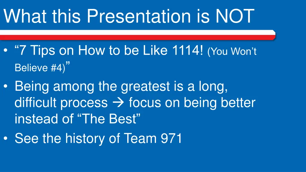 what this presentation is not