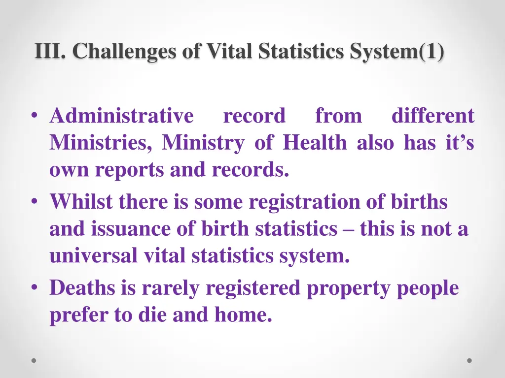 iii challenges of vital statistics system 1