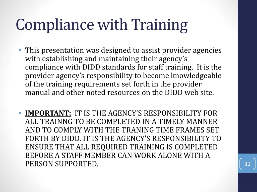 compliance with training