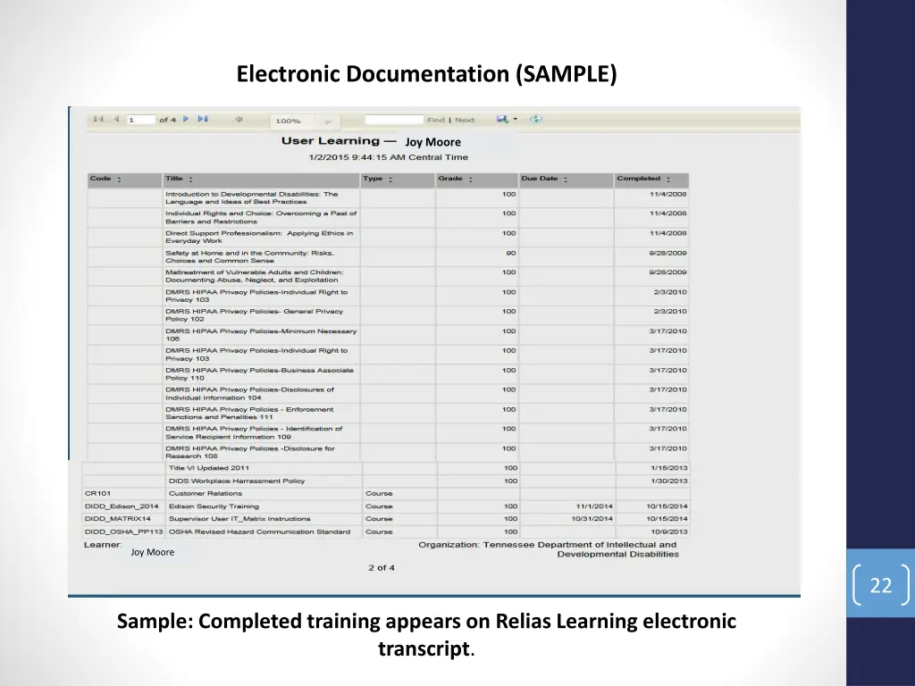 electronic documentation sample