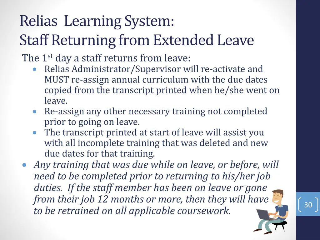 relias learning system staff returning from