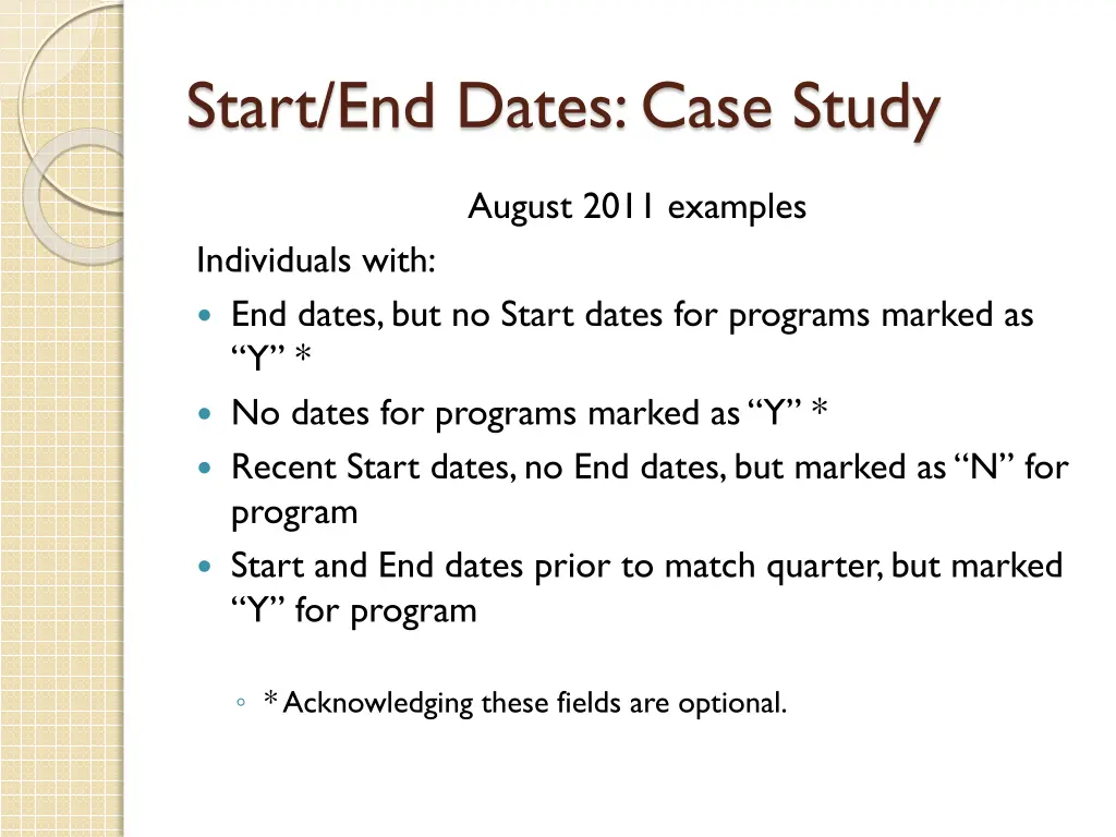 start end dates case study