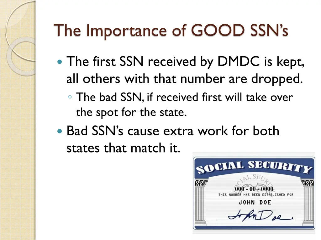 the importance of good ssn s