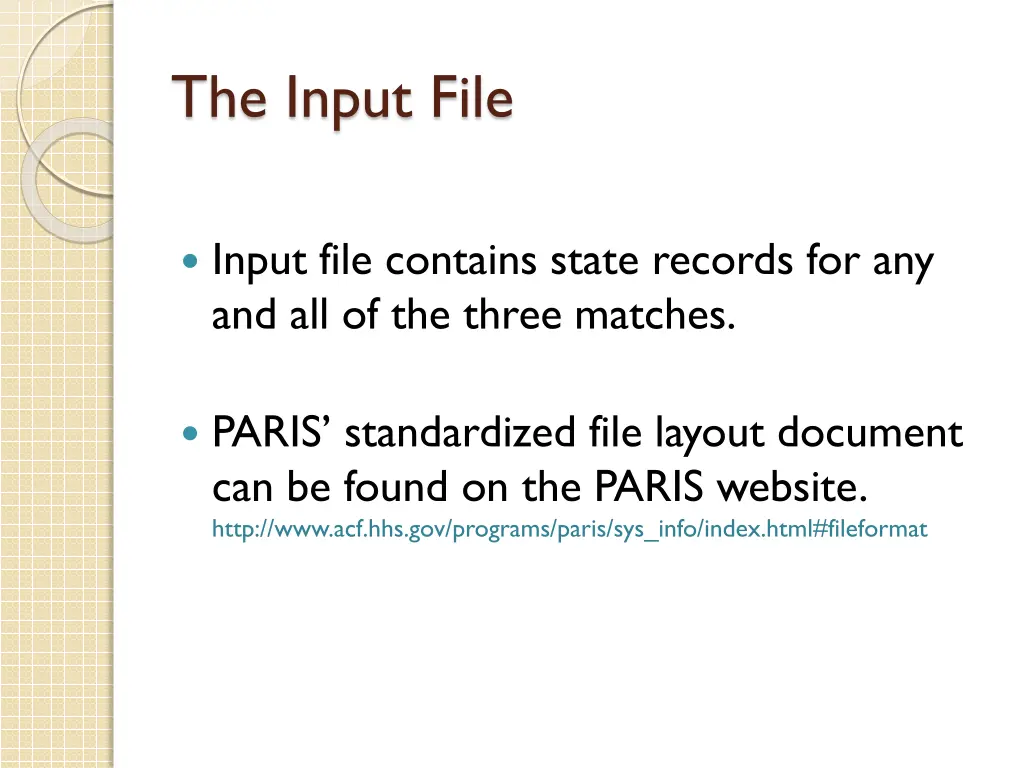 the input file