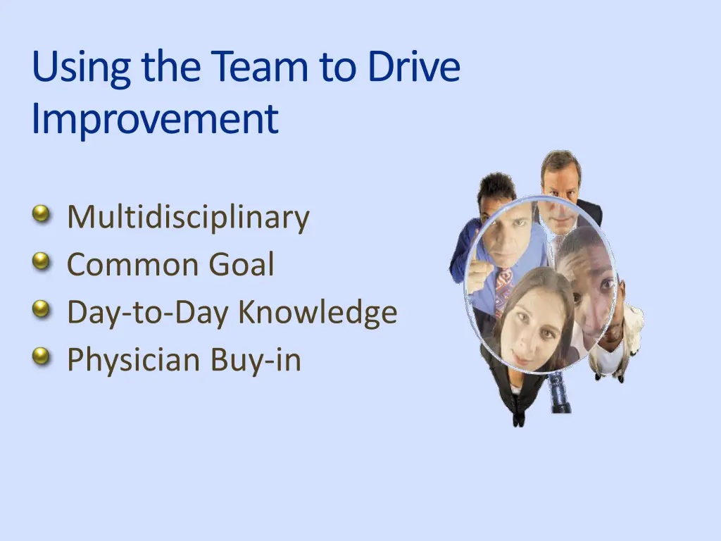 using the team to drive improvement