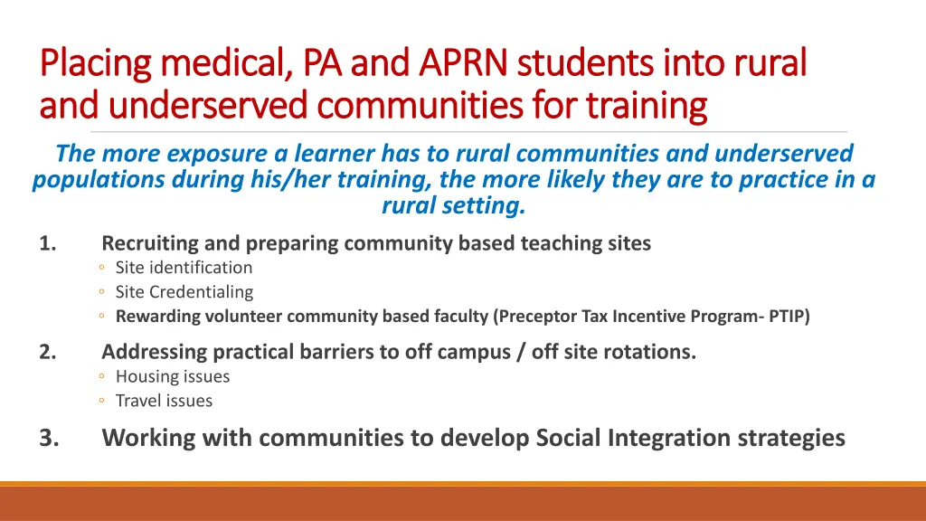 placing medical pa and aprn students into rural