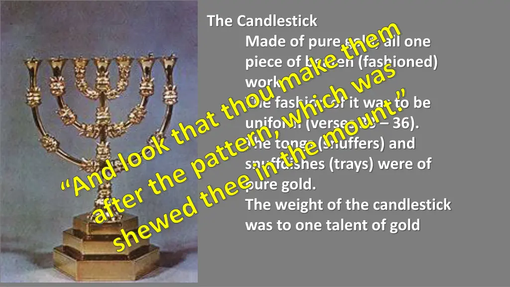 the candlestick made of pure gold all one piece