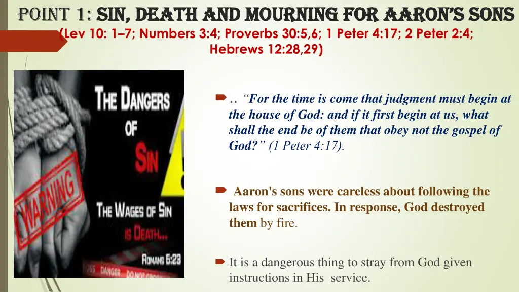 point 1 sin death and mourning for aaron s sons