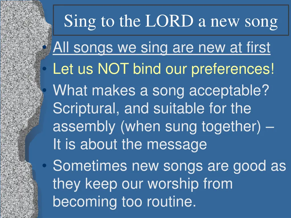 sing to the lord a new song