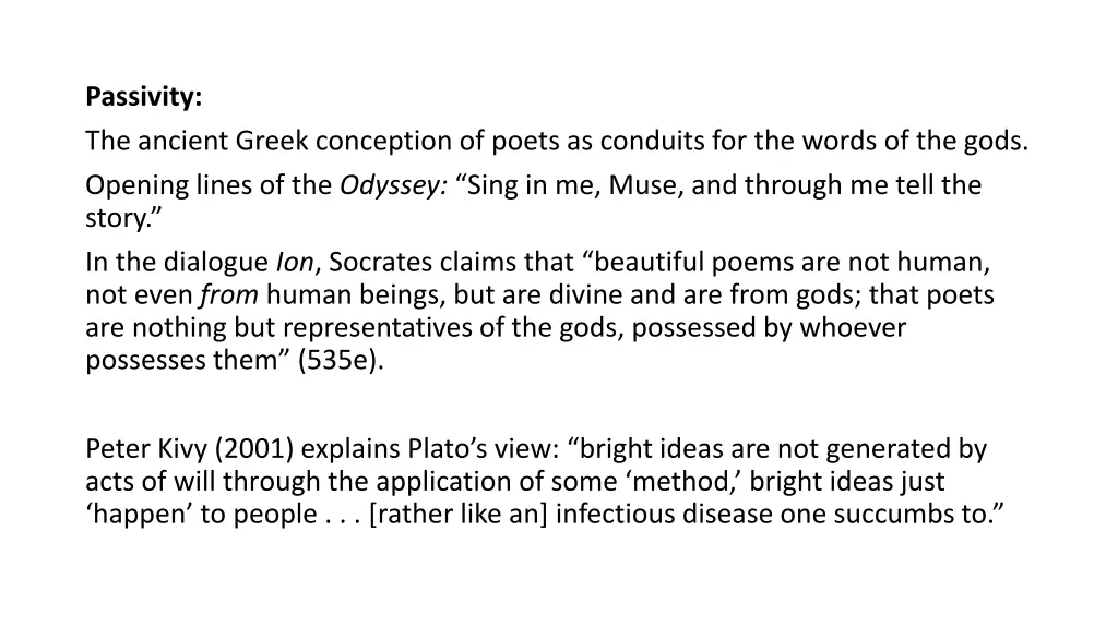 passivity the ancient greek conception of poets