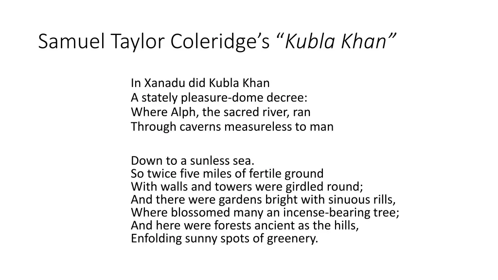 samuel taylor coleridge s kubla khan