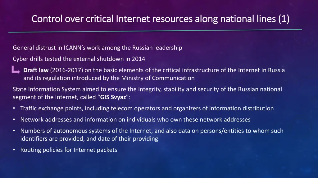 control over critical internet resources along