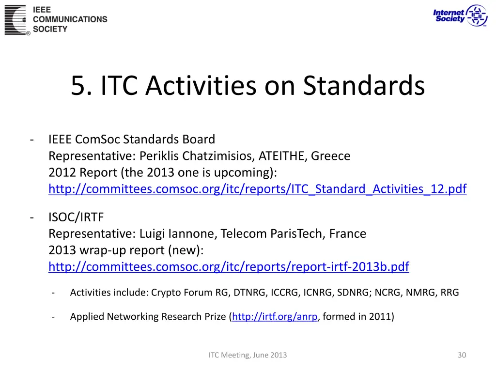 5 itc activities on standards