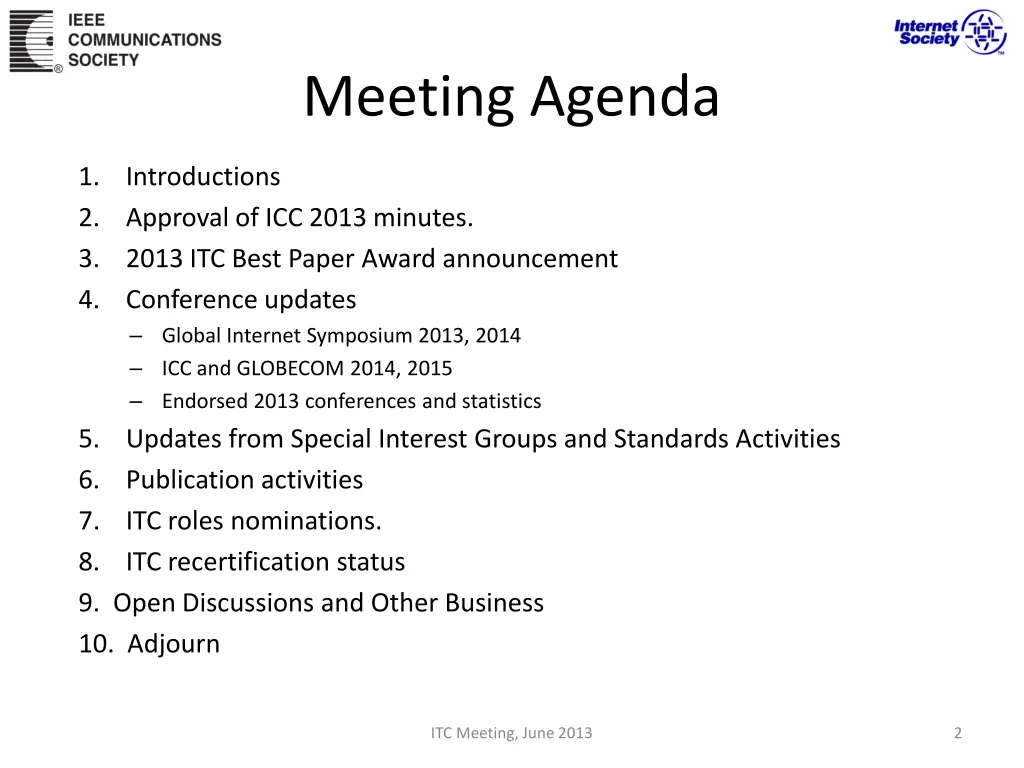 meeting agenda