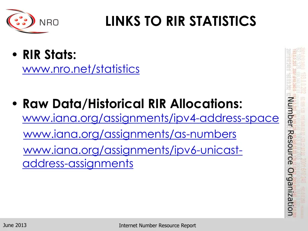 links to rir statistics