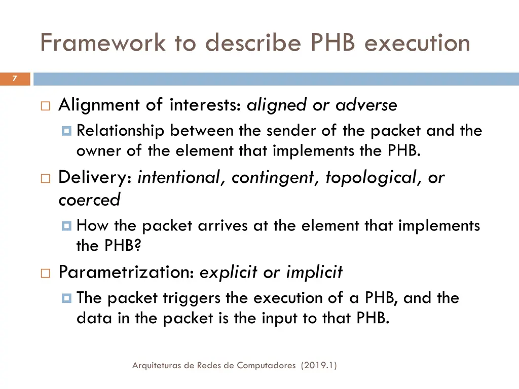 framework to describe phb execution