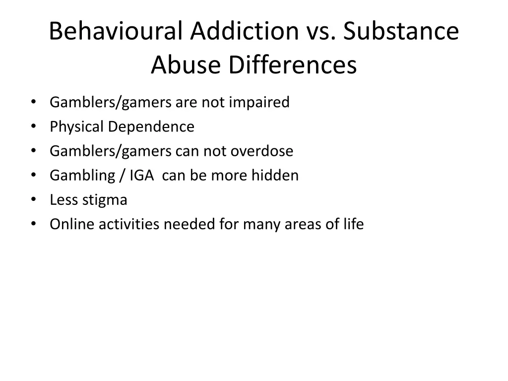 behavioural addiction vs substance abuse 1