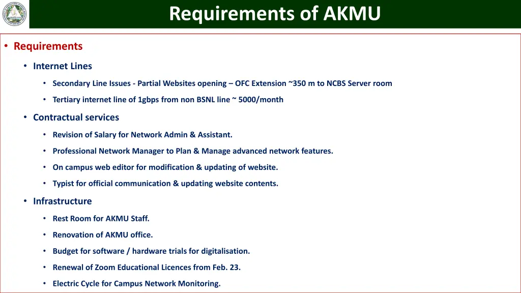 requirements of akmu