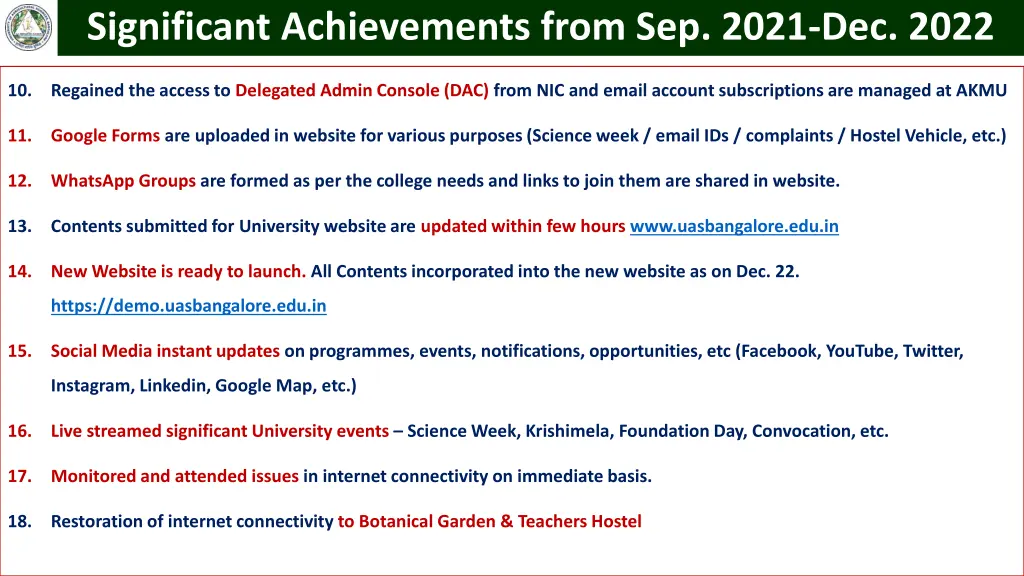 significant achievements from sep 2021 dec 2022 1