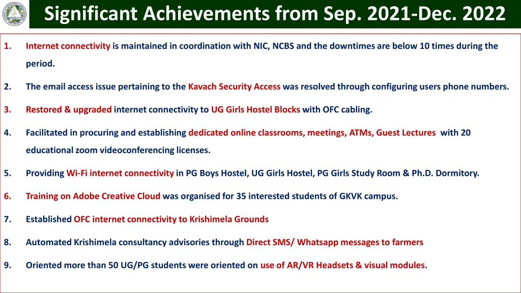 significant achievements from sep 2021 dec 2022